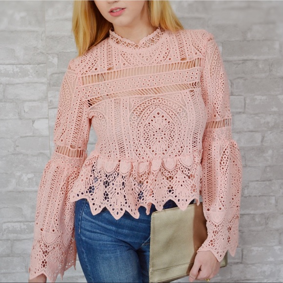 Macy's Tops - Pink Crochet Blouse 🛍 Elegant Crochet Top ⭐️